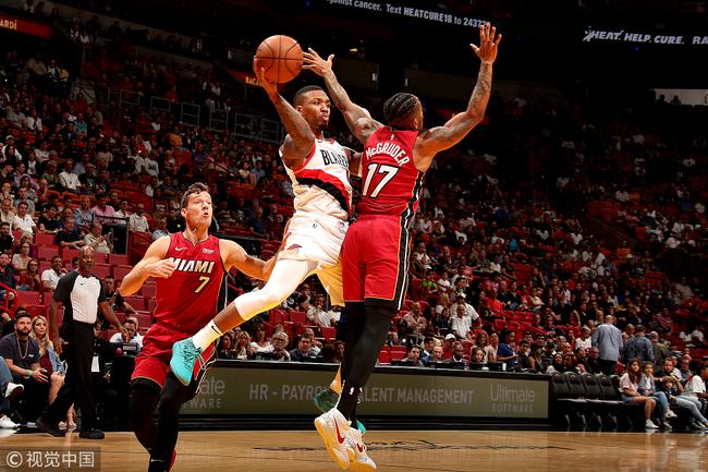 利拉德空砍42分开拓者惜败热火