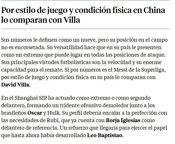 《先锋报》:武磊风格更像是比利亚但西班牙《先锋报》指出,武磊很像一