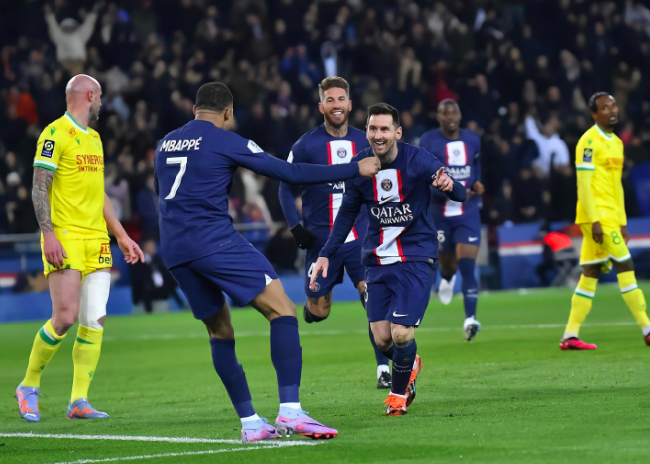 法甲-梅西进球姆巴佩佩雷拉建功 巴黎4-2南特！