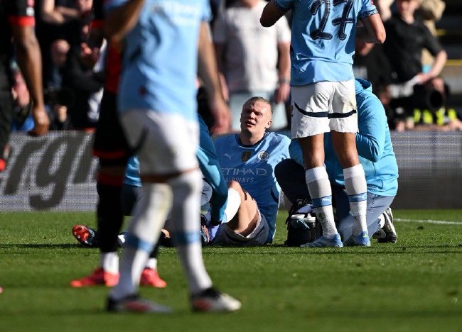 曼城主力前锋哈兰德因伤缺阵