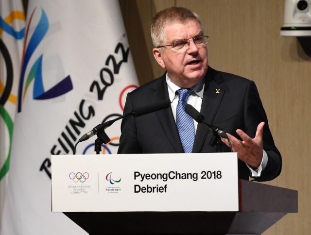 国际奥委会主席巴赫在总结会上发言。新华社记者张晨霖摄