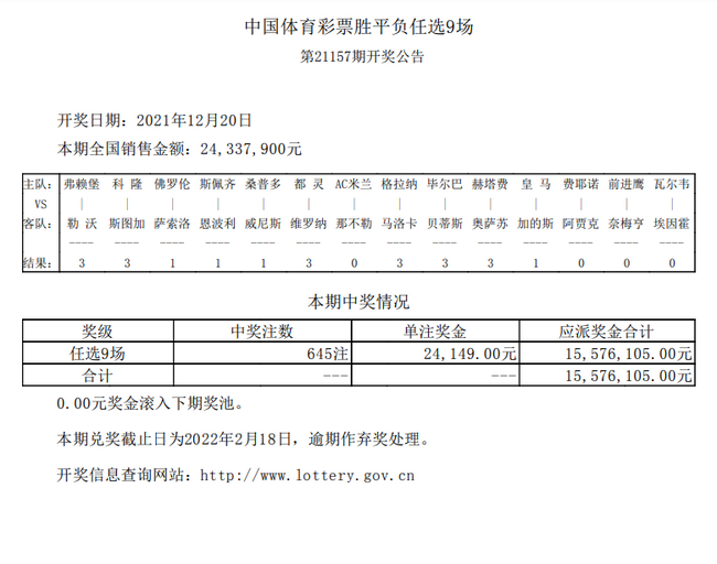 AC米兰0-1不敌那不勒斯 足彩任九开645注24149元