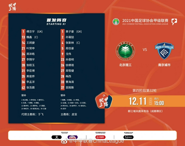 中甲-戈伟头槌建功梅西补射 北京理工0-3南京城市
