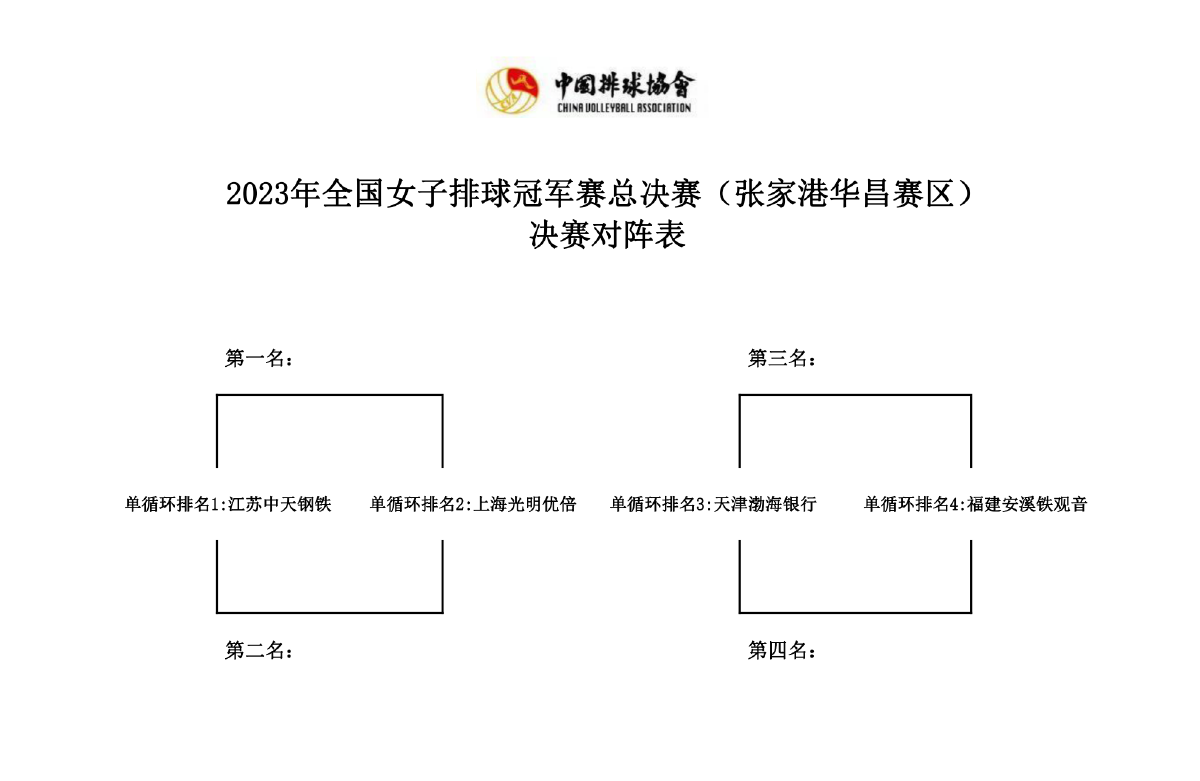 2023年全国女子排球冠军赛总决赛5号公告_中国排协官网