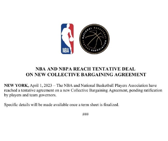 NBA和球员工会达成新劳资协议