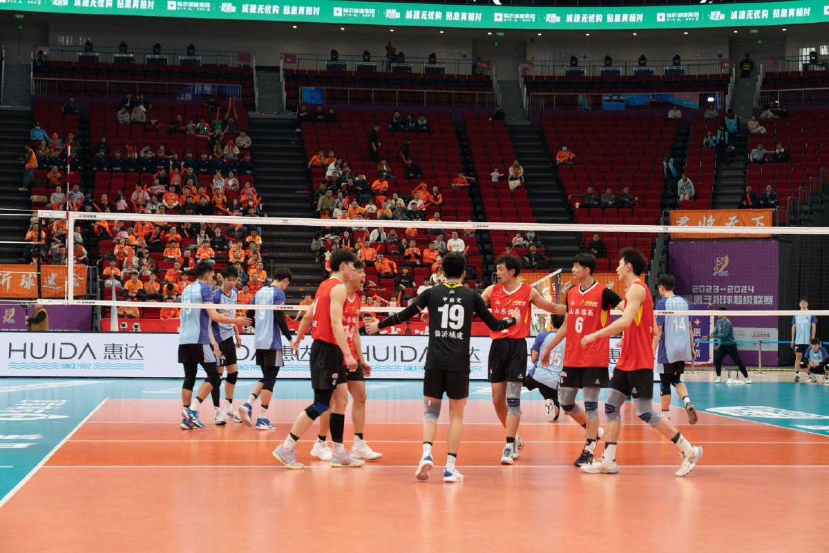 20232024中国男排超级联赛14决赛第二场山东队主场3比2胜浙江队