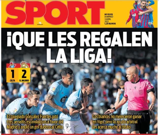 西班牙媒体：皇马点球丑闻！把西甲冠军直接送给他们吧！