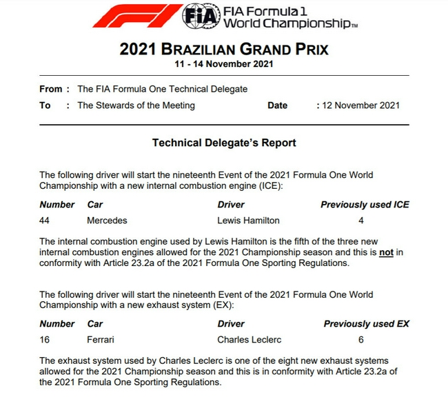 F1圣保罗大奖赛汉密尔顿周日将接受罚退5位的处罚