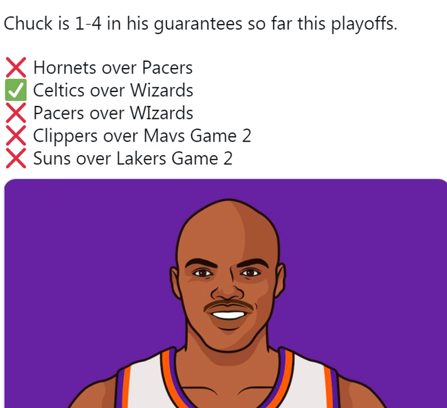 巴克利今天预测两场全错从附加赛起只对1次