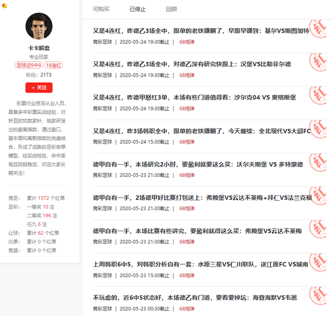 小炮李元霸盈利达902% 专家卡卡&amp;冯振荣豪取