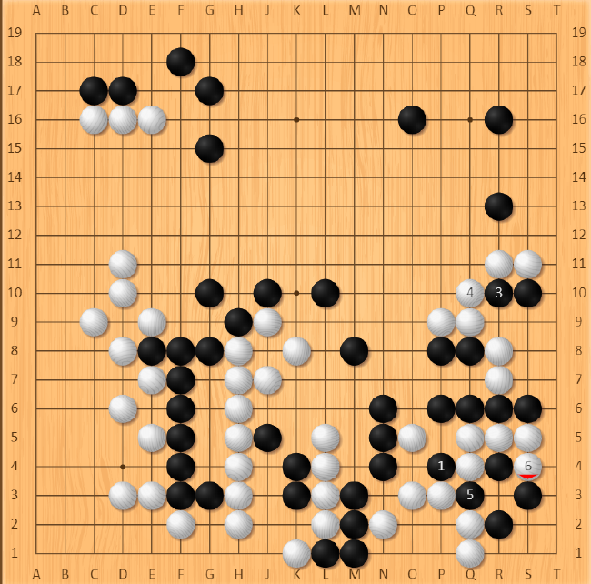我实战图，右下打劫时下错，97手(黑1)出现了重大失误，让白102(白6)可以无条件淨活。