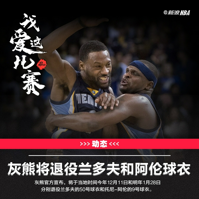 灰熊将退役兰多夫+阿伦球衣!怀念黑白双煞时代