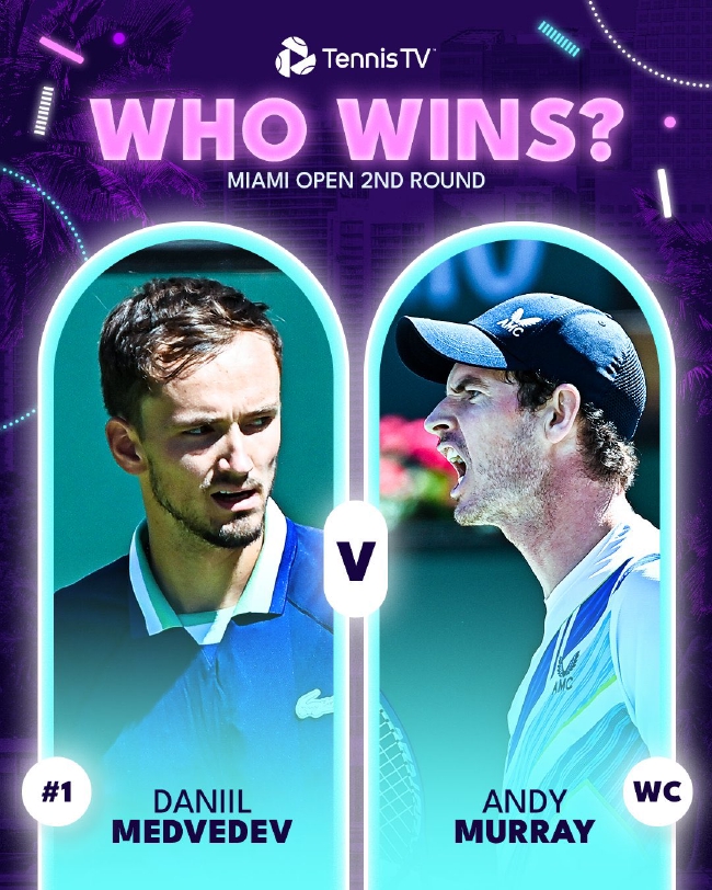 取得开门红的安迪-穆雷将在第二轮挑战梅德韦杰夫