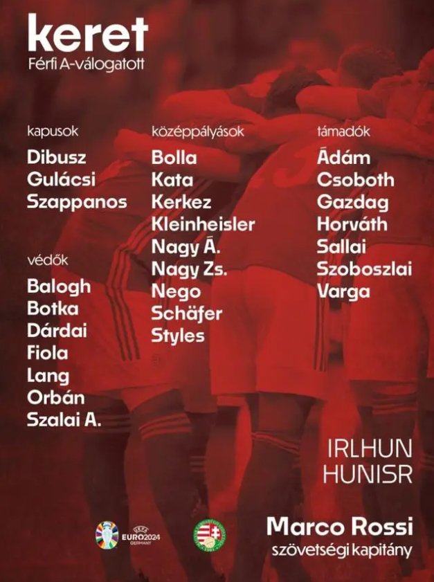 匈牙利欧洲杯大名单出炉