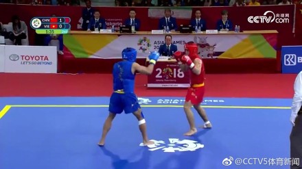 武术男子散打56kg级申国顺夺冠