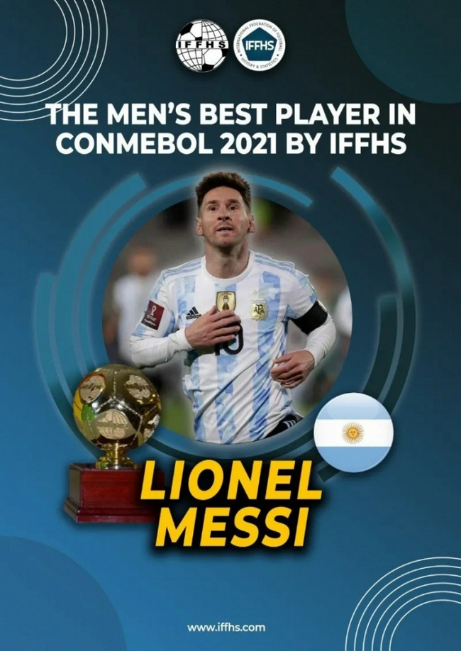 IFFHS官方：梅西当选南美洲2021年度最佳球员！
