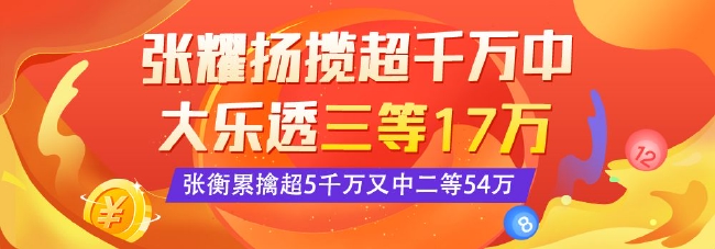 精选大乐透专家：张耀扬中三等 英雄张衡擒54万