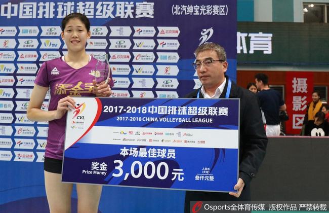 李盈莹当选本场最佳