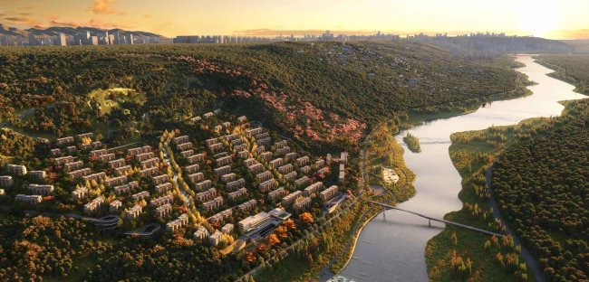 500畝低密山水疊院值此山語河