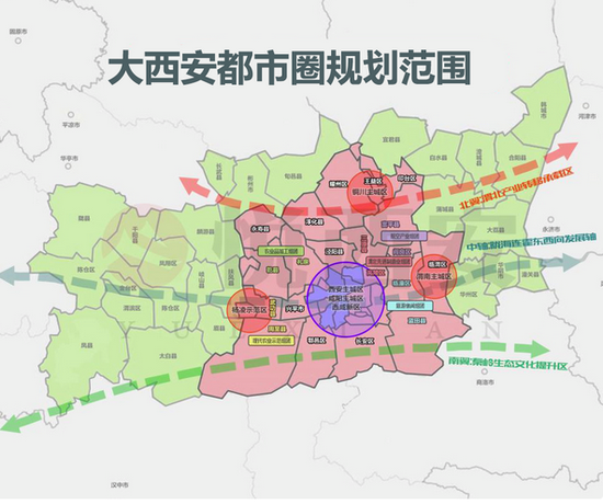 大西安都市圈范围,图源网络