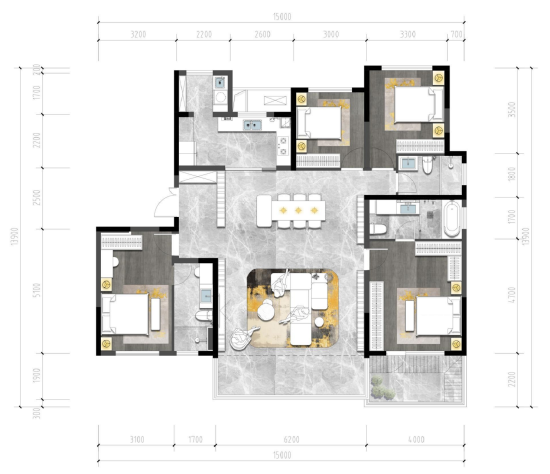 建面约172㎡户型图