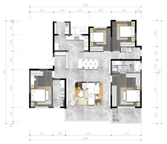 建面约172㎡户型图