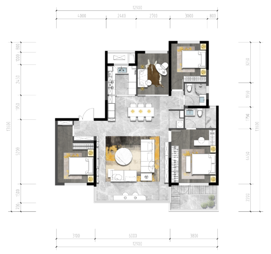 建面约143㎡户型图