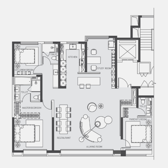 大明宫金茂府建面约175㎡户型图