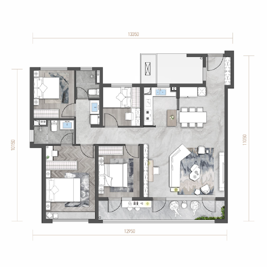 建面约143㎡户型图
