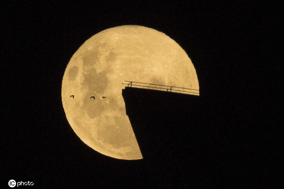 2021年首次超级月亮现身多国夜空