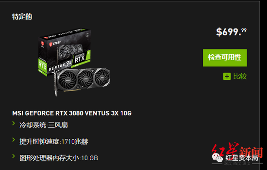 RTX3080官方指导价