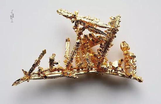 金的晶体（图片来源：wiki）