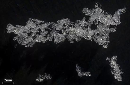 单一的多面体雪晶体和多个晶体的烧结