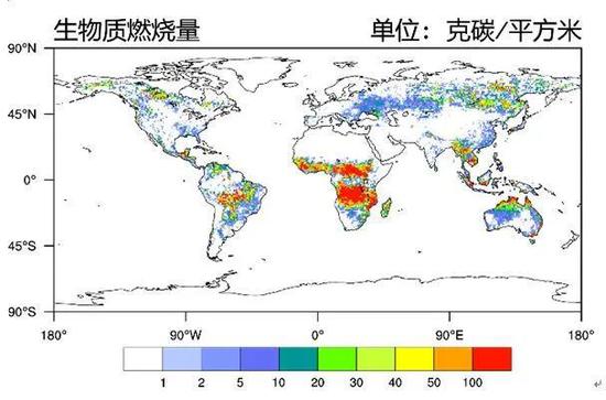 生物质燃烧量多年平均空间分布。田晨光制图