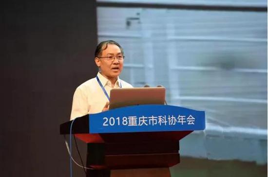 崔鹏在作主题报告(图片来源:重庆晨报传媒)