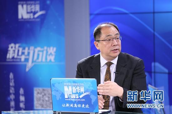 近日，高通公司中国区董事长孟樸做客新华网接受专访，畅谈“共赢万物 互联未来”，图为访谈现场。新华网 陈延特 摄