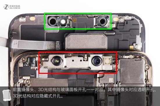 iPhone XS Max刘海元器件对应图