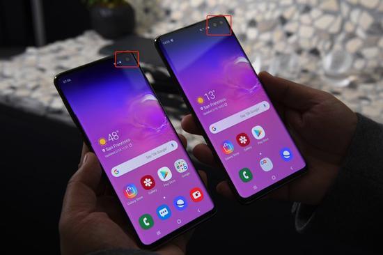 三星Galaxy S10+挖孔区域比三星Galaxy S10大一些