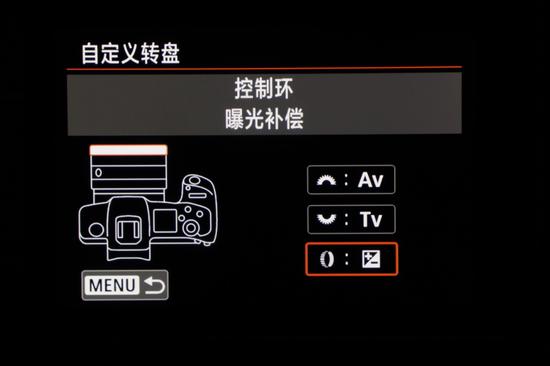 EOS R 自定义转盘设置界面