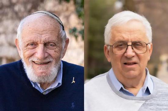 Hillel Furstenberg（左）和Gregory Margulis共同获得了2020年阿贝尔奖。来源：Yosef Adest、Dan Renzetti