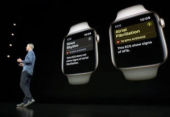 杰夫·威廉姆斯在台上讨论AppleWatch的新健康功能.图片来自：appleinsider