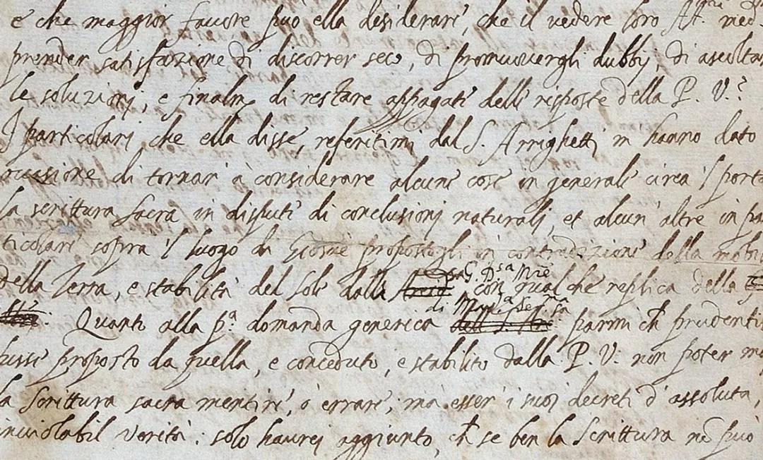 伽利略反对罗马天主教会教义的原始手稿在伦敦被再次发现。来源：英国皇家学会