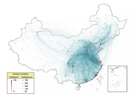 儿童拐卖网络路径图（来源：原始论文）