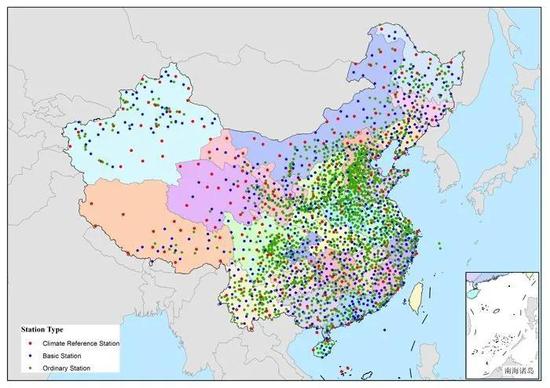  中国国家级地面气象站分布（图片来源：中国气象局）