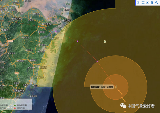 烟花略微北调后，杭州湾和上海将暴露在台风危险半圆下