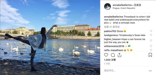 图片截于12月20日，姚安娜Instagram显示其在布拉格