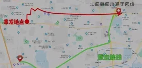平台推荐路线与事发地相距甚远,而事发地为一处无路灯的小路。(图源:网络)