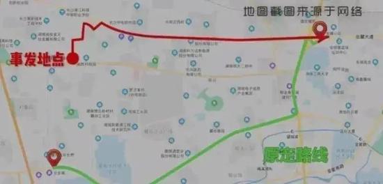 平台推荐路线与事发地相距甚远，而事发地为一处无路灯的小路。（图源：网络）