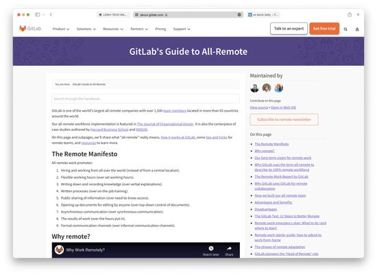 GitLab“鼓吹”远程工作丨官网截图