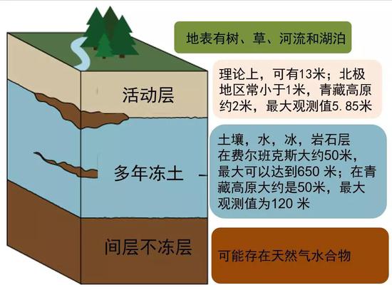 图5 多年冻土的垂直剖面示意图